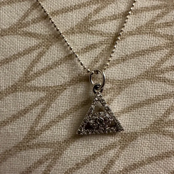NWOT 925 Sterling Silver Evil Eye Necklace with Crystal Charm